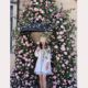 Internet celebrity check-in simulated rose wall covering the door
