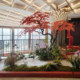 Large indoor landscaping with simulated green plants