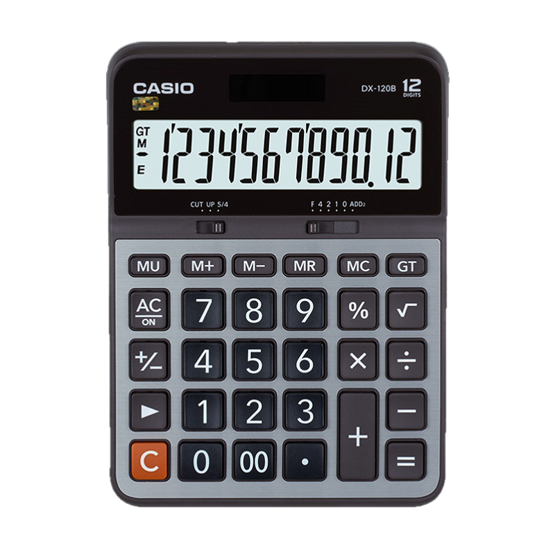 CASIO卡西欧DX-120B太阳能12位数 台式商务 办公计算器 金属面板