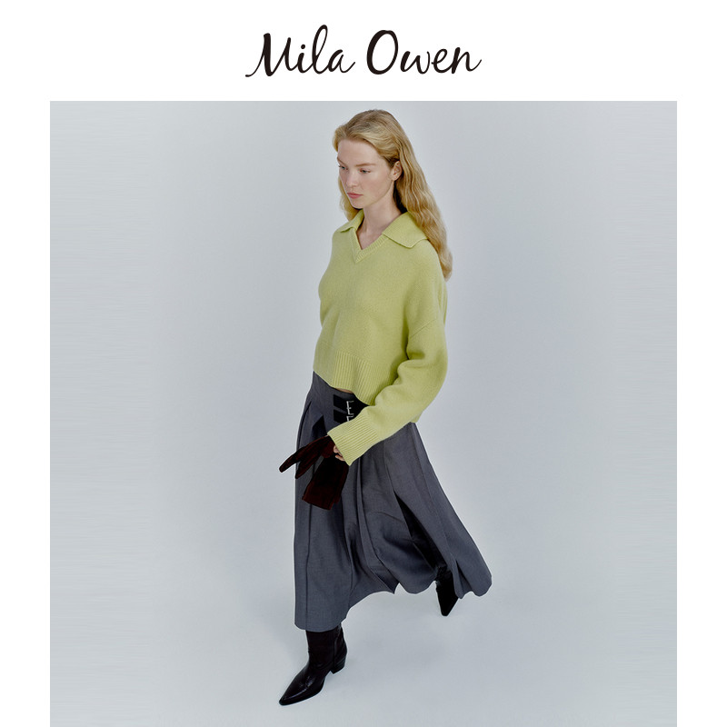 Mila Owen25秋冬新品可拆卸翻领羊绒羊毛混纺针织衫09WNT255136,淘宝优惠券,粉丝福利购,淘宝优惠卷