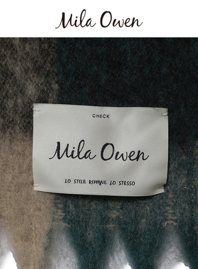 Mila Owen秋冬百搭格纹纯色保暖毛呢流苏长款围巾披肩09WGG214551