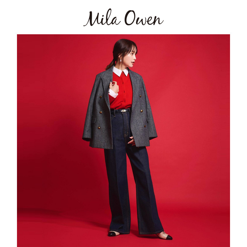 Mila Owen秋冬时尚百搭宽松阔腿高腰水洗牛仔裤09WFP244001,淘宝优惠券,粉丝福利购,淘宝优惠卷