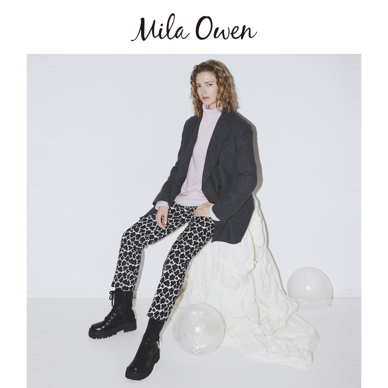 Mila Owen秋冬通勤气质羊毛混纺双排扣西装外套09WFJ245190,淘宝优惠券,粉丝福利购,淘宝优惠卷