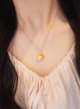 合金遇热变色苹果吊坠项链送女友