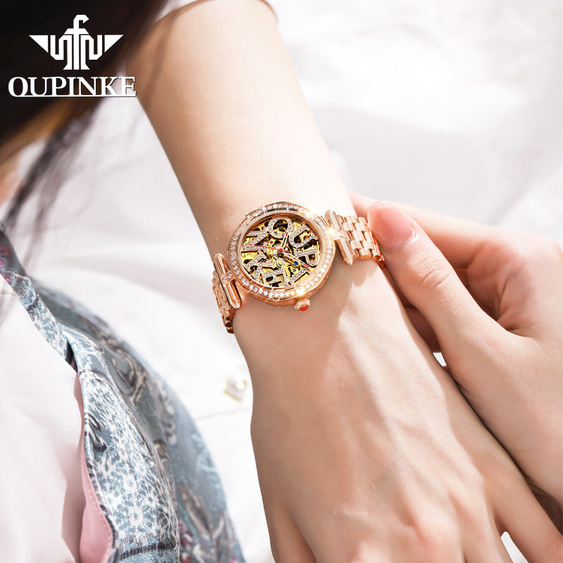 瑞士女士正品牌全自动镂空机械表 欧亚利扬翼国产腕表