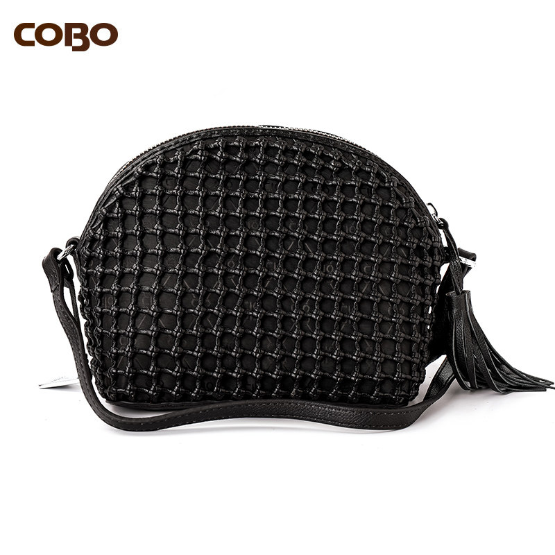 cobo /蔻尔宝头层牛皮手工贝壳包 COBO女士包袋