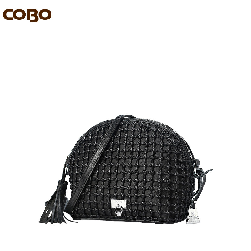 cobo /羚羊真皮手工编织头层斜挎包 COBO女士包袋