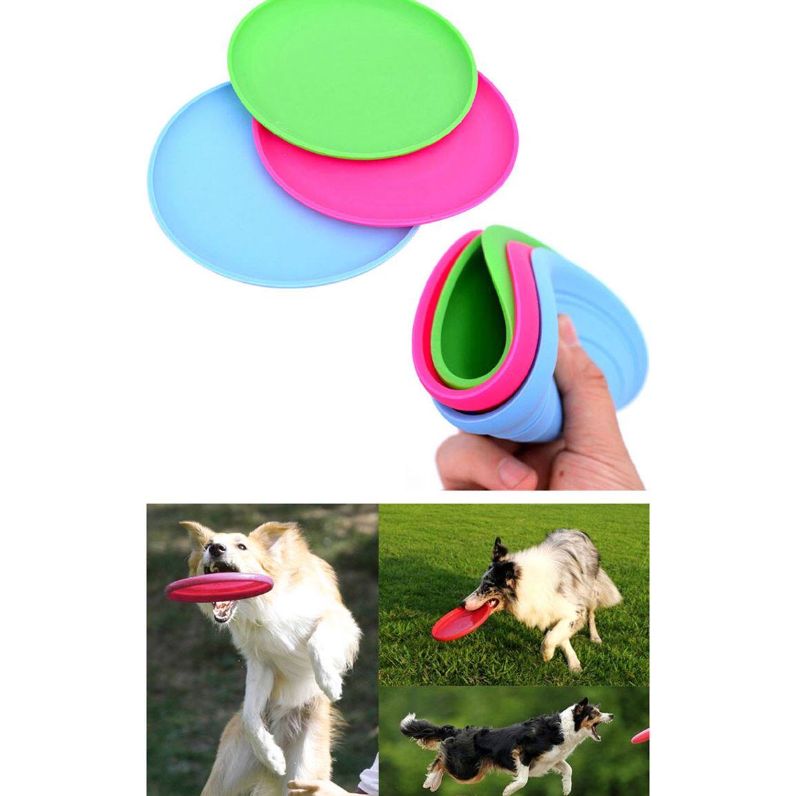 Dog Puppy Cat Pet Silicone Training Fetch Toy Frisbee Flying - 图0