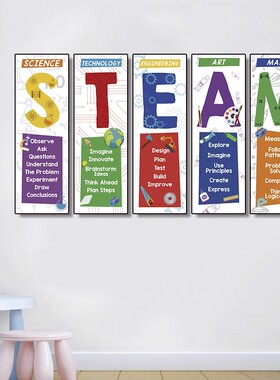 STEAM主题学习海报英语培训贴纸