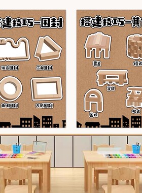 建筑师海报自粘幼儿园中大班建构区搭建技巧环创墙面布置区角材料