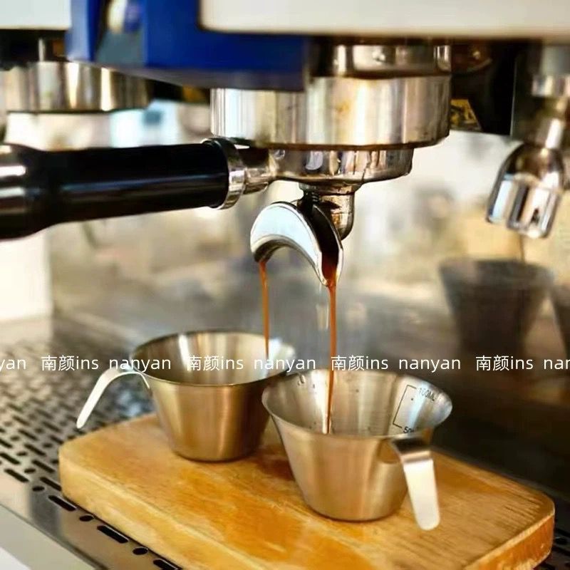 304不锈钢意式浓缩咖啡量杯盎司杯espresso萃取杯带刻度100ml长柄 - 图1