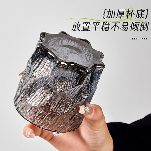 浮雕玻璃杯子水杯女高颜值家用茶杯网红ins风酒杯 果汁牛奶咖啡杯 - 图0