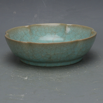 Song Ru Kiln Ice Sheet Glazed Mica Open Sheet Wash Small Saucer Antique Ancient Play Folk Old Goods Old Stock Imitation Antique Porcelain