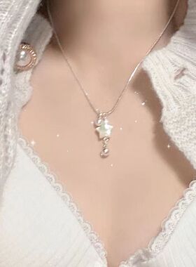 黎洛 s925纯银珍珠项链配饰女不掉色感百搭秋冬锁骨链毛衣链