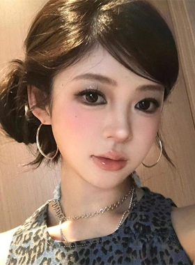 韩s925银色大圈圈耳环欧美气质简约素圈耳饰个性夸张百搭耳钉