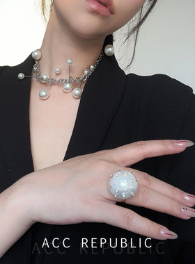 ACC REPUBLIC 配饰超大圆球铆钉指环轻奢个性甜酷辣妹夸张戒指女