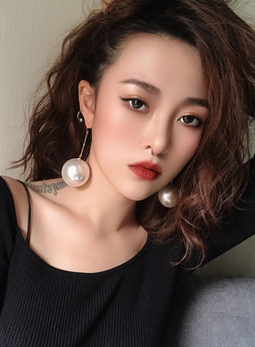 高级感新款潮纯银欧美夸张大珍珠