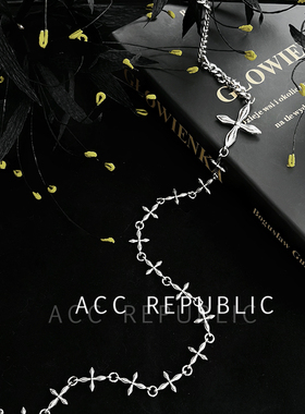 原创十字架拼接锁骨链项链搭卫衣