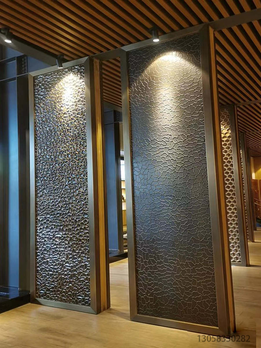 不锈钢屏风镂空浮雕隔断入户玄关金属花格中式庭院别墅酒店背景墙,淘宝优惠券,粉丝福利购,淘宝优惠卷