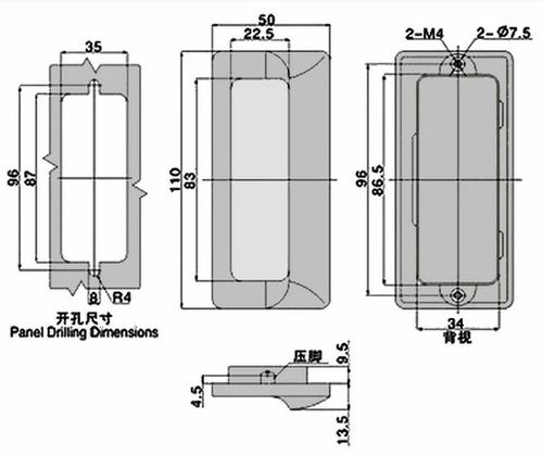 AP-183-2工业设备超声波清洗设备拉手厨具提手暗拉手嵌入式拉手-图3