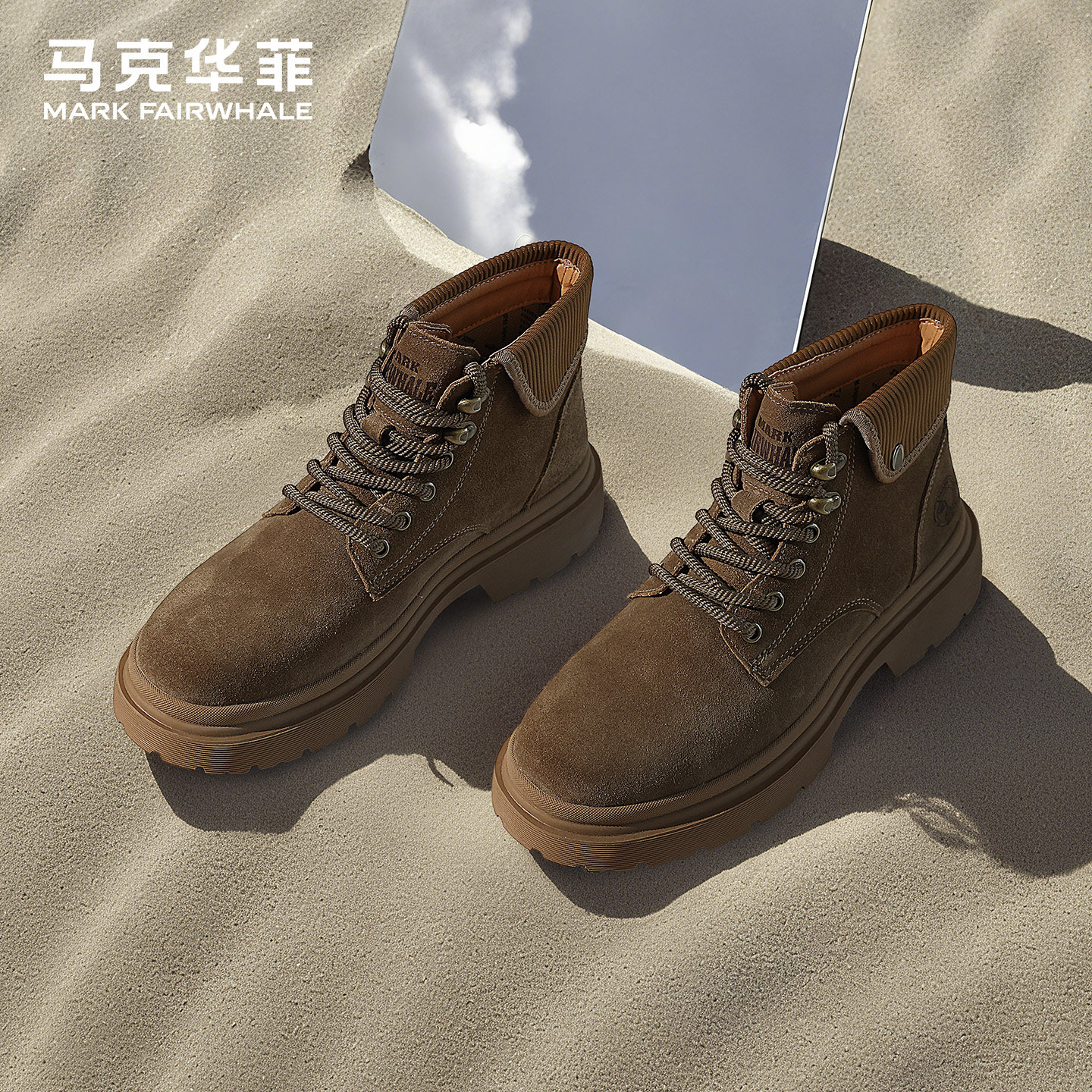 马克华菲复古马丁靴男款夏季英伦真皮大黄蜂伞兵男士工装沙漠靴子,淘宝优惠券,粉丝福利购,淘宝优惠卷