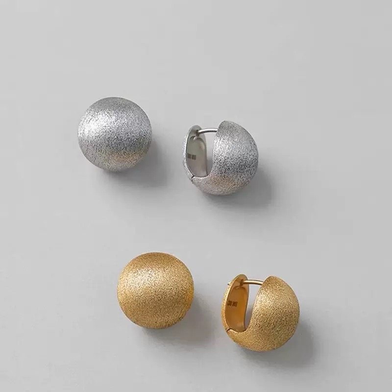 小众设计S925纯银拉丝圆球耳钉简约气质耳环百搭设计感耳饰,淘宝优惠券,粉丝福利购,淘宝优惠卷