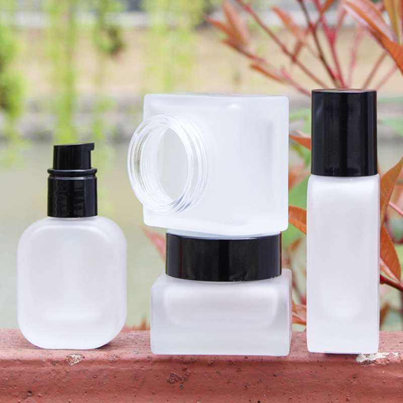 HOPECK黑盖蒙砂模制玻璃瓶面霜精华水膏霜眼霜按压乳液泵粉底液瓶,淘宝优惠券,粉丝福利购,淘宝优惠卷