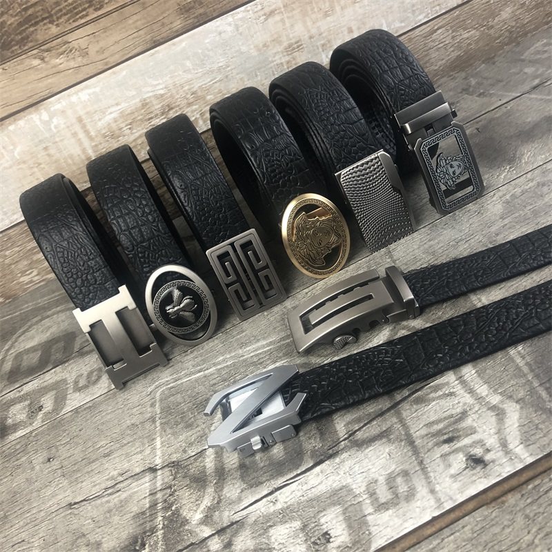 Other men's embossed cowhide alloy casual belts