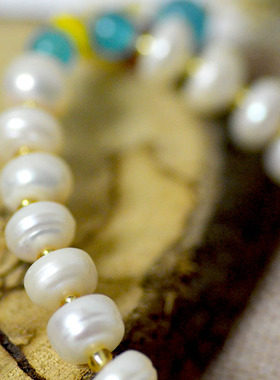 天然白色手串珍珠母贝情人节礼物