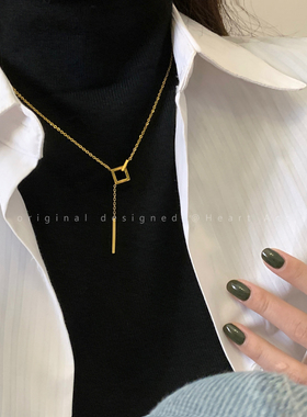 钛钢毛衣链流苏几何吊坠