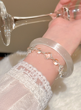 紫水晶四叶草串珠手链女高级感可调节气质手串简约轻奢高颜值手镯