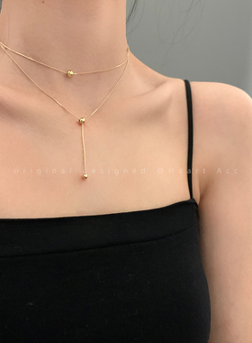 欧美风双层豆豆项链女