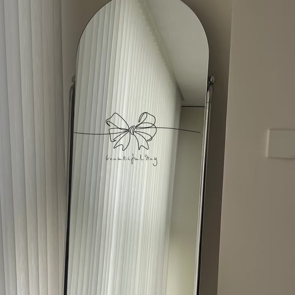 简约蝴蝶结英文beautiful day玻璃门镜子腰线装饰贴纸防撞贴纸,淘宝优惠券,粉丝福利购,淘宝优惠卷