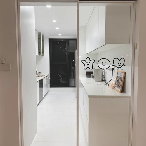 ins风有趣的可爱笑脸玻璃门镜子创意腰线装饰贴纸店铺橱窗装饰 - 图0