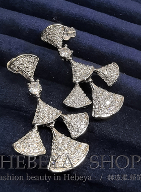 993【银扇星垂】重工多层扇型小裙摆满钻耳坠/高级感耳环可改耳夹