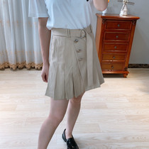 UU Method MJ 23 Autumn Youthful Vitality High Waist A Character Lines Belt 100 Pleat Design Feel Half Skirt Woman