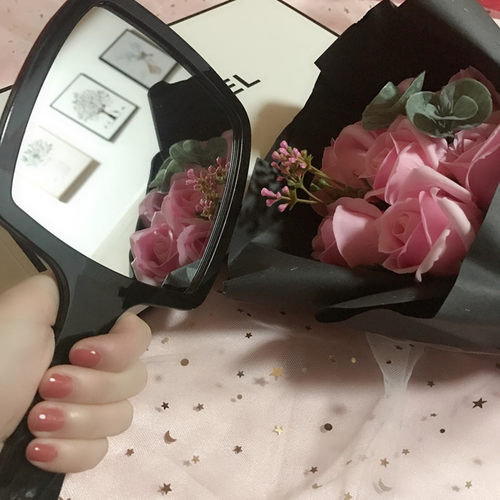 手柄镜手持便携随身化妆镜女手拿学生美容院定制logo牙科纹绣镜子 - 图0