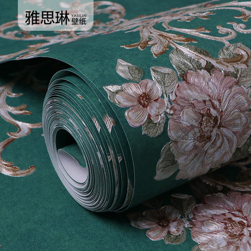 欧式复古美式无纺布田园大花卧室床头背景墙壁纸非自粘2026新款 - 图2