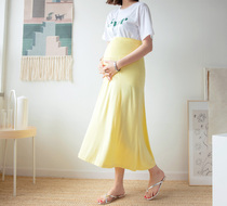 South Korean gestational woman in summer with long version of childlike side umbrella dress fashion spicy mother A character half body skirt long dress