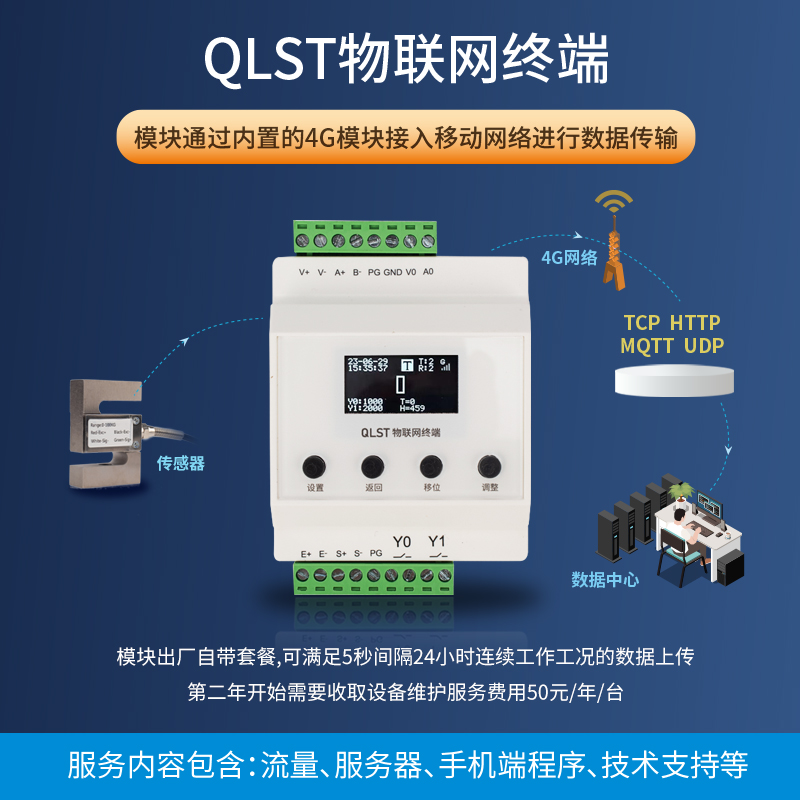 QLST称重传感器物联网模块无线传输远程检测模拟量MODBUS信号输出