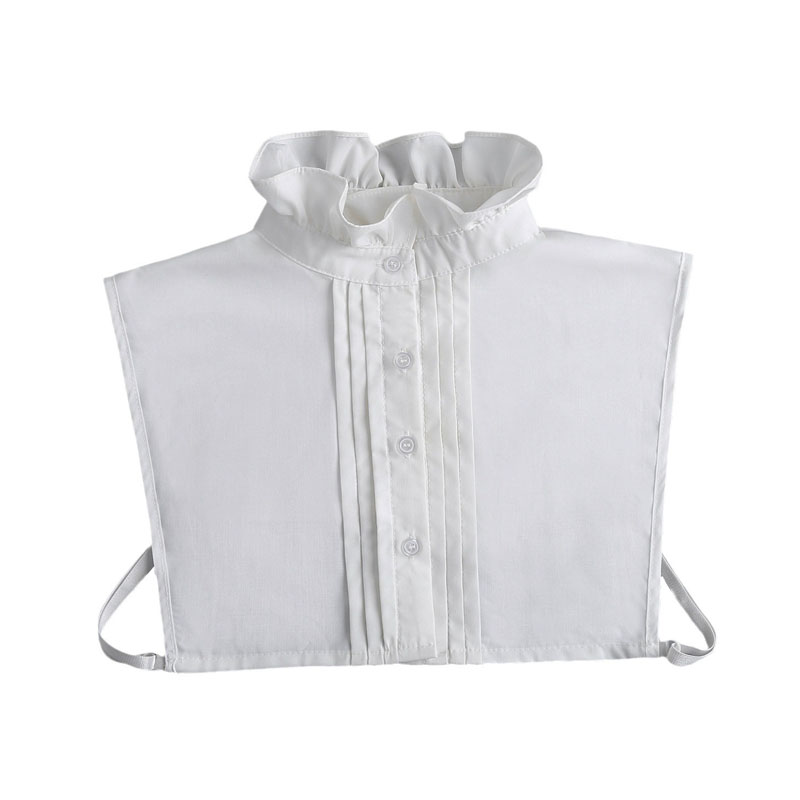 白色内搭棉质木耳边立领假领子门襟压褶衬衫假衣领百搭毛衣装饰领 - 图3