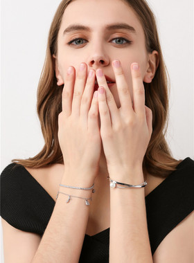 YINGBOO S925银 少女心俏皮高跟鞋包包口红吊坠纯银手链手环女