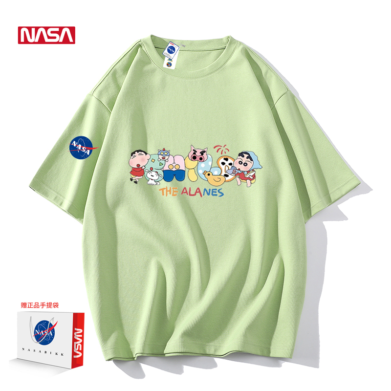 NASA联名蜡笔小新短袖情侣男女纯棉新款夏季宽松体恤半袖上衣T恤