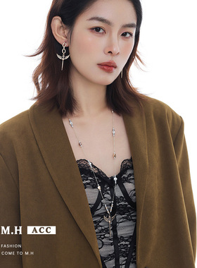 丘比特之翼毛衣链女款原创设计感秋冬叠戴装饰项链轻奢高级感颈链