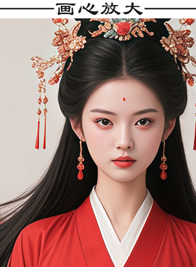 男女九尾狐挂画女狐娘娘卷轴画堂口供奉灵狐家用招财赤狐装饰画