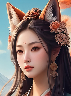 出马堂九尾狐挂画招财女狐装饰画