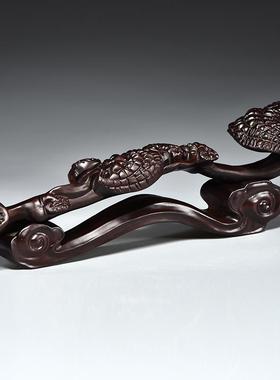 黑檀木雕刻灵芝如意摆件红木工艺品家居客厅玄关装饰开业乔迁送礼