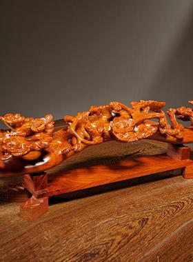 花梨木雕刻喜上眉梢如意摆件红木家居客厅装饰工艺品开业乔迁送礼