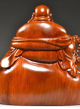 花梨木雕弥勒坐笑佛像雕刻摆件家居客厅玄关电视柜公司装饰工艺品