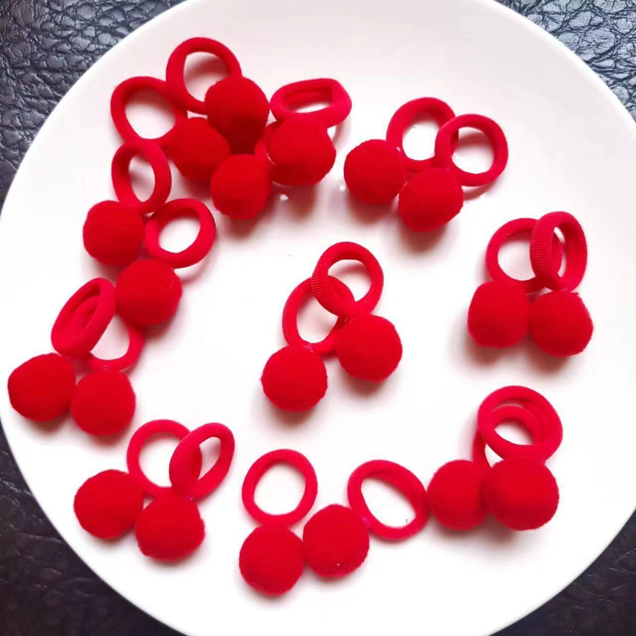 新款甜美彩色毛球发圈儿童新年扎头发橡皮筋无缝拉不断超萌头花绳,淘宝优惠券,粉丝福利购,淘宝优惠卷